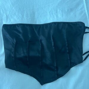 Black Satin Strapless Top
